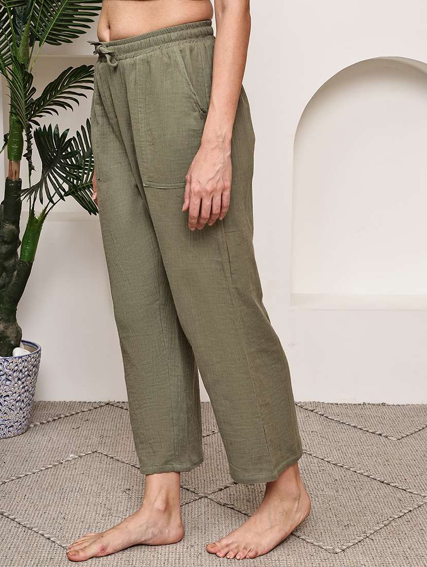 women solid mid rise loungewear pajama - 21998610 -  Standard Image - 2