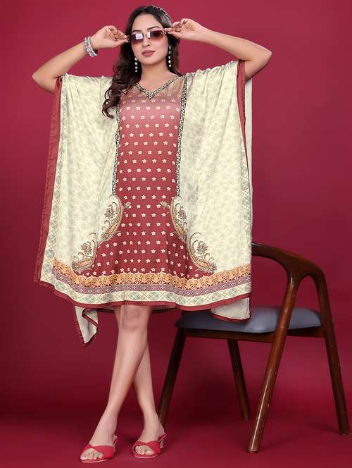 women printed kimono sleeve kaftan dress - 21998625 -  Standard Image - 0