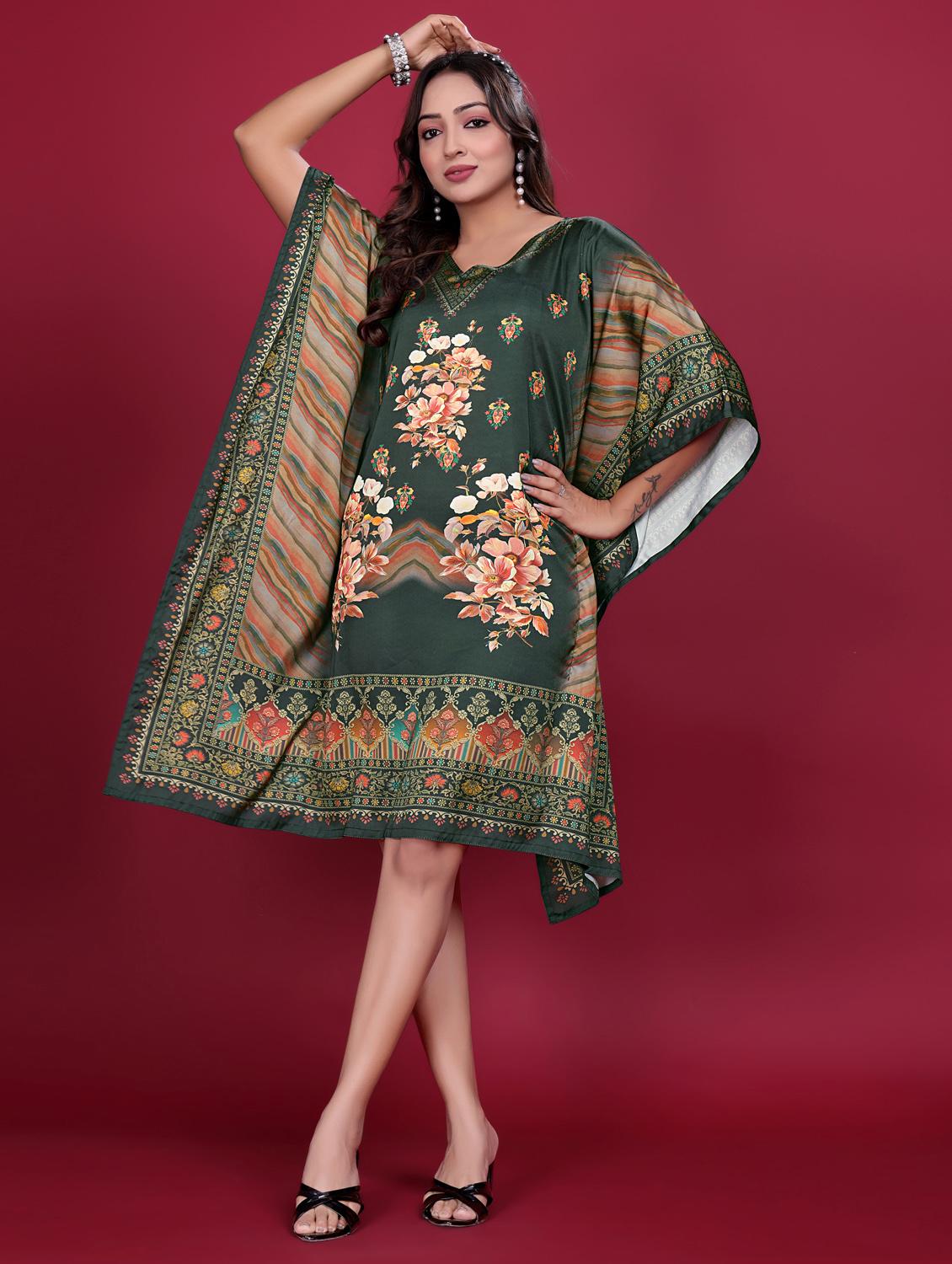 women printed kimono sleeve kaftan dress - 21998626 - Standard Image - 2