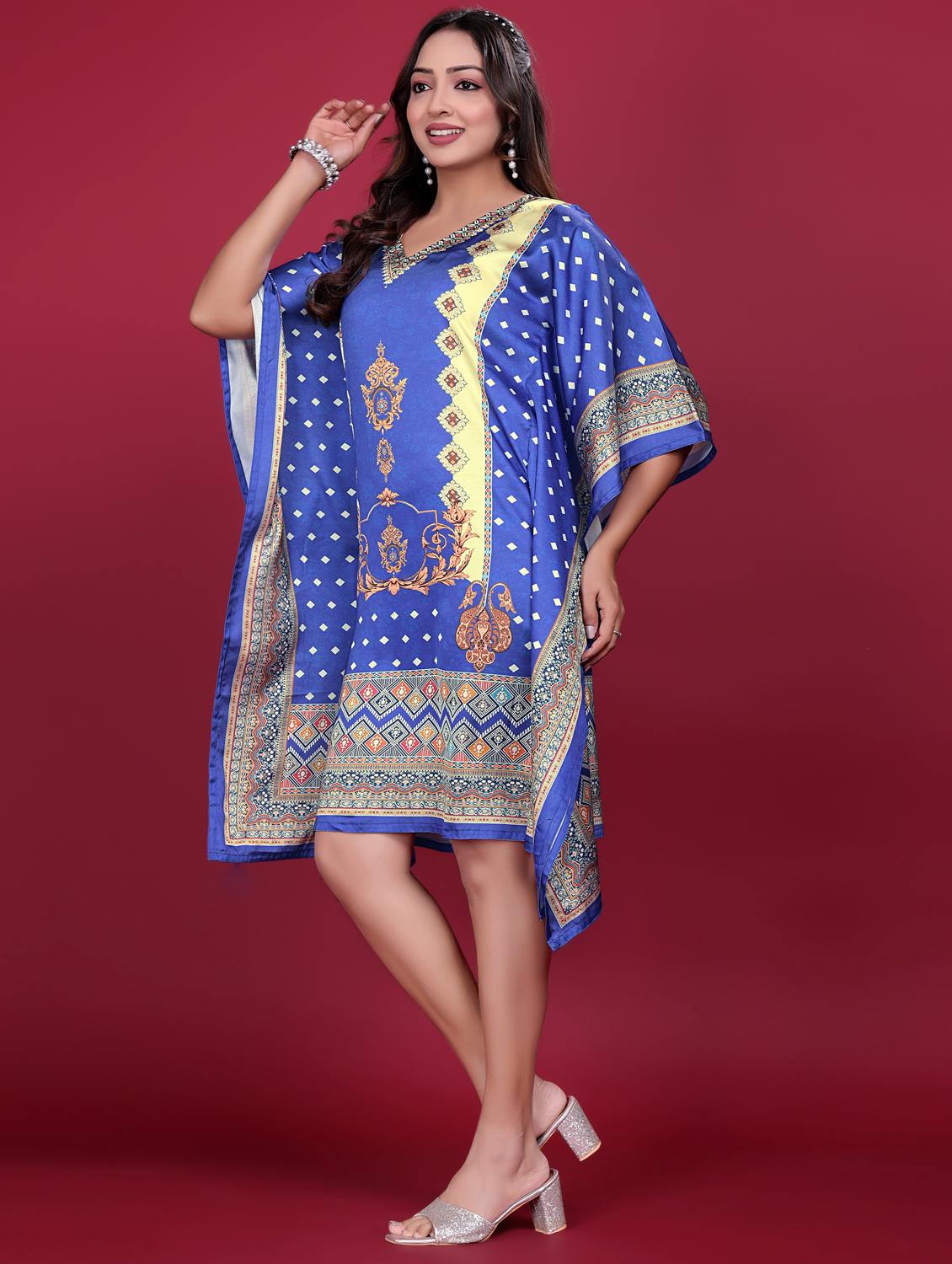 women printed kimono sleeve kaftan dress - 21998628 - Standard Image - 2