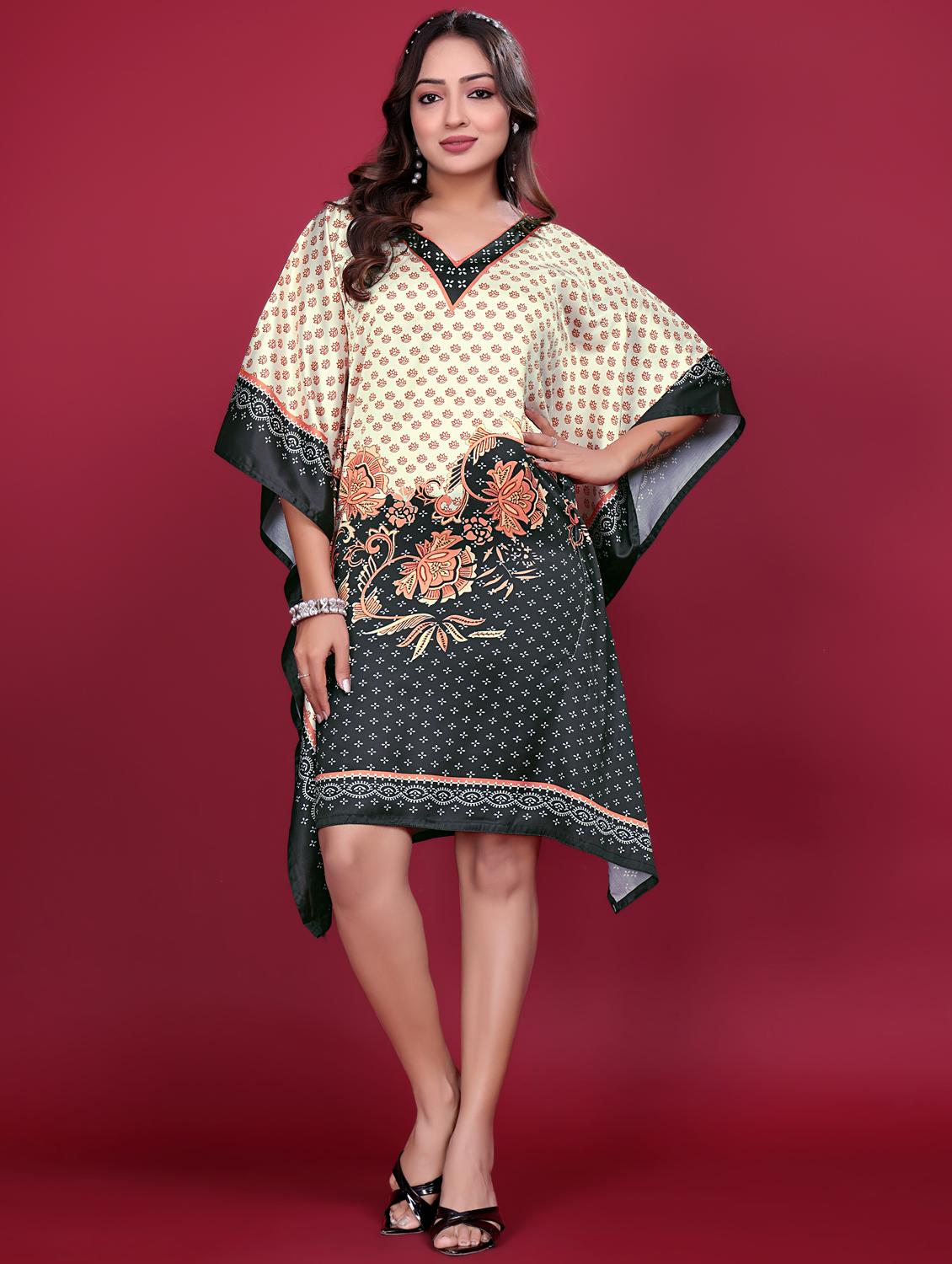 women printed kimono sleeve kaftan dress - 21998629 - Standard Image - 2