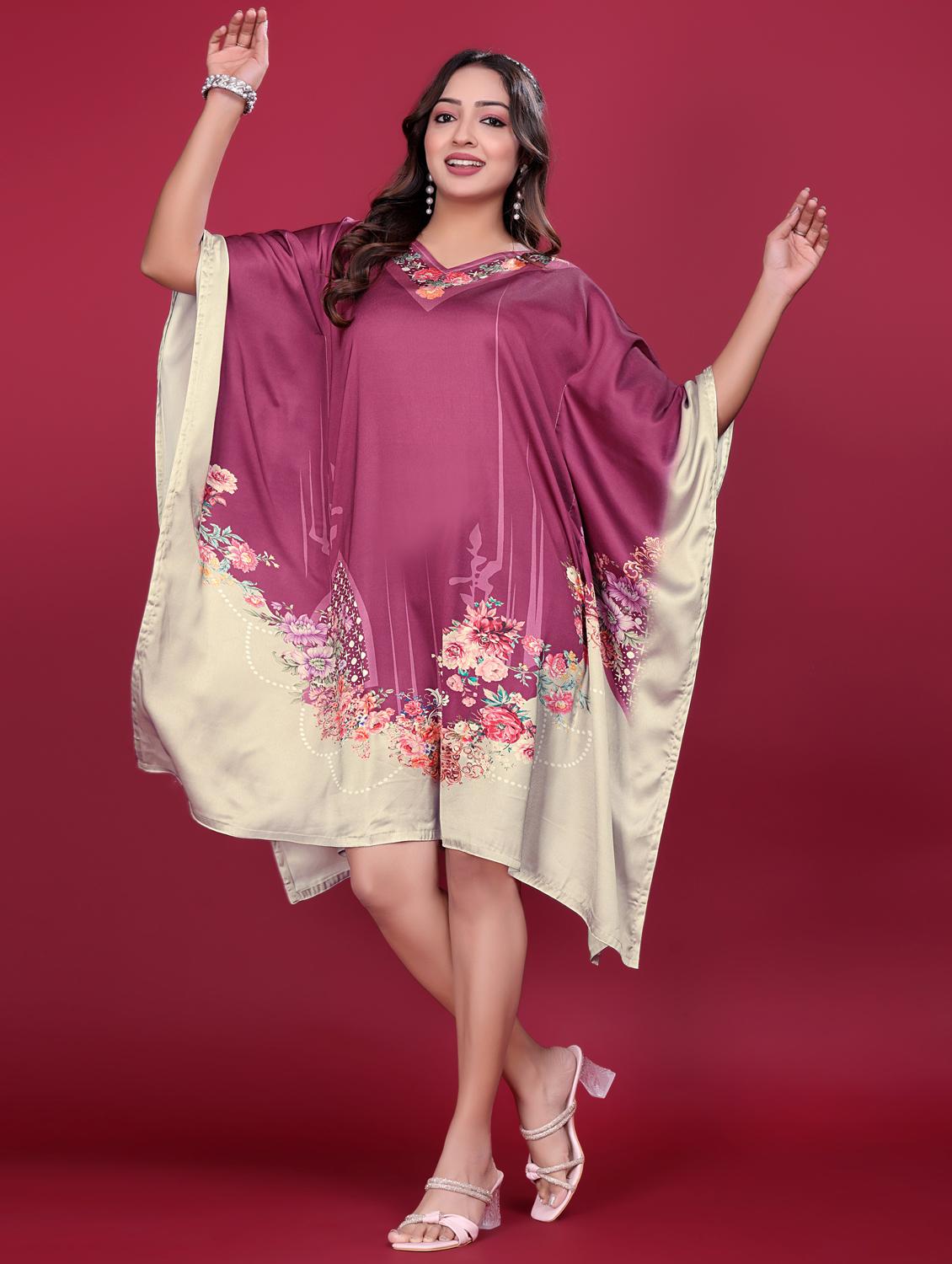 women printed kimono sleeve kaftan dress - 21998630 - Standard Image - 2