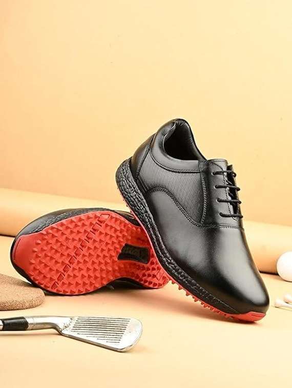 hitcaro men's premium leather lace - up professional golf shoes - 21998671 - Zoom Image - 0