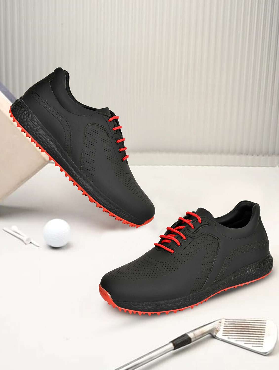 hitcaro men's premium leather lace - up professional golf shoes - 21998681 -  Zoom Image - 0