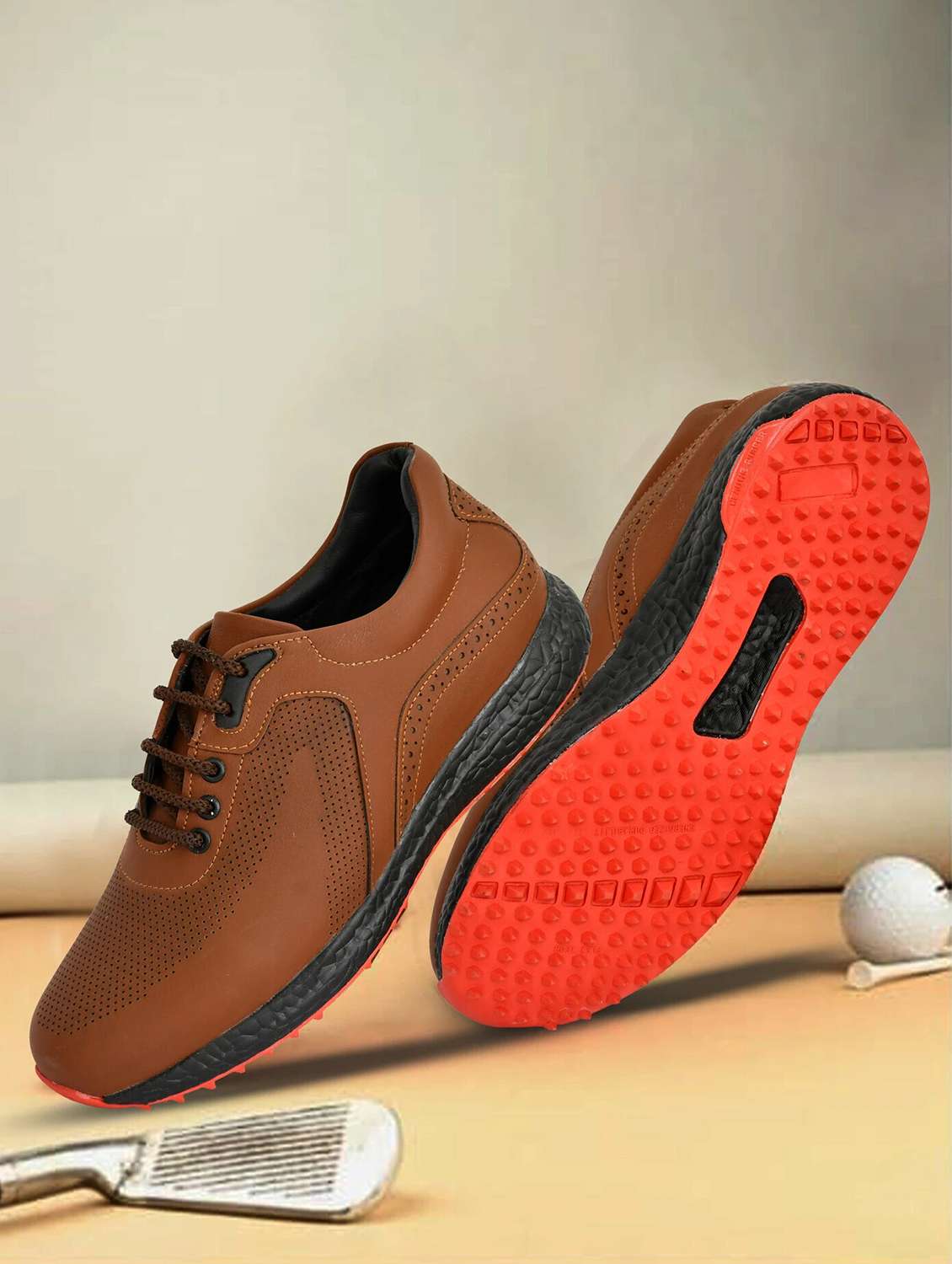 hitcaro men's premium leather lace - up professional golf shoes - 21998682 - Zoom Image - 0
