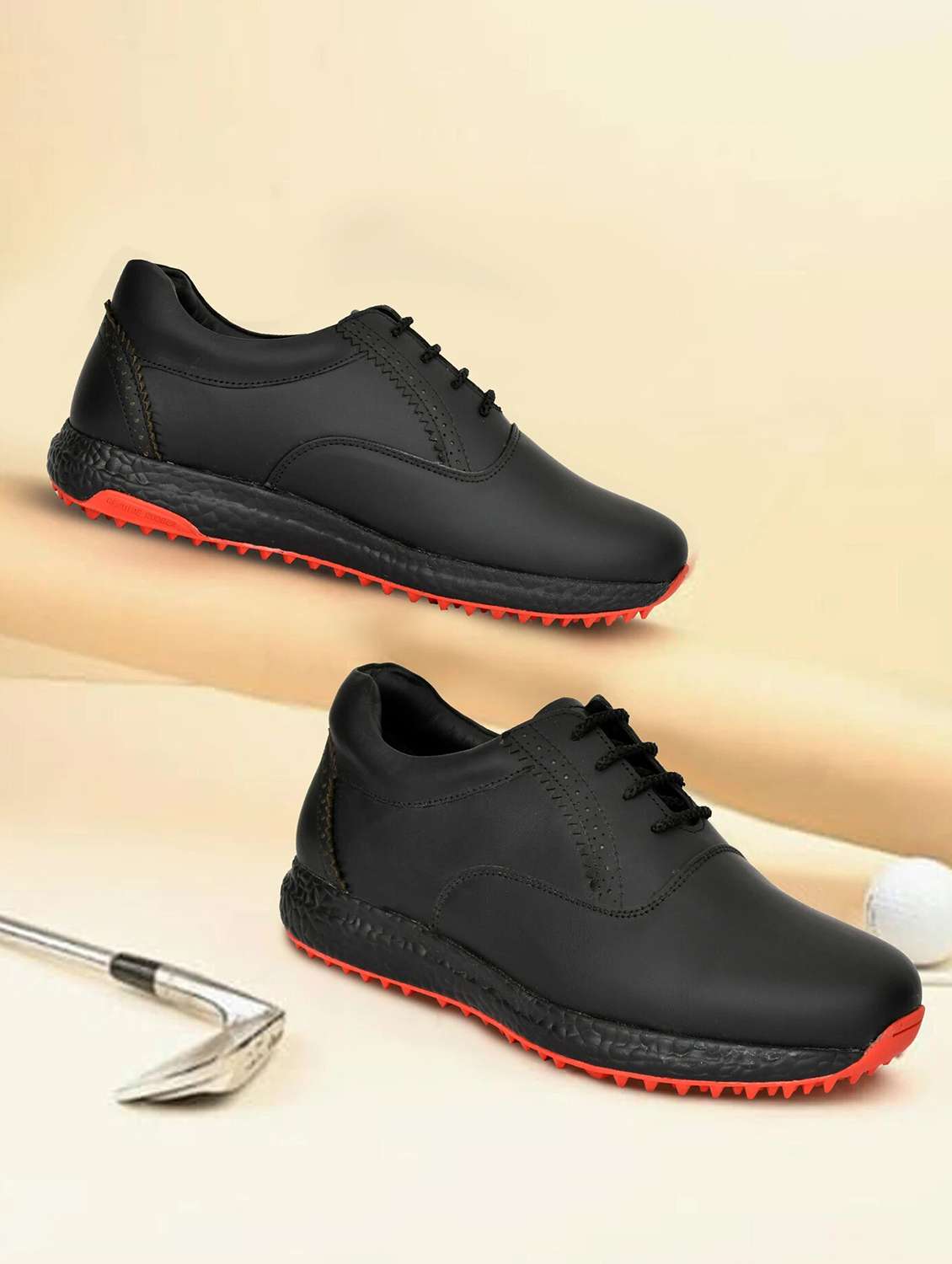 hitcaro men's premium leather lace - up professional golf shoes - 21998683 - Zoom Image - 0