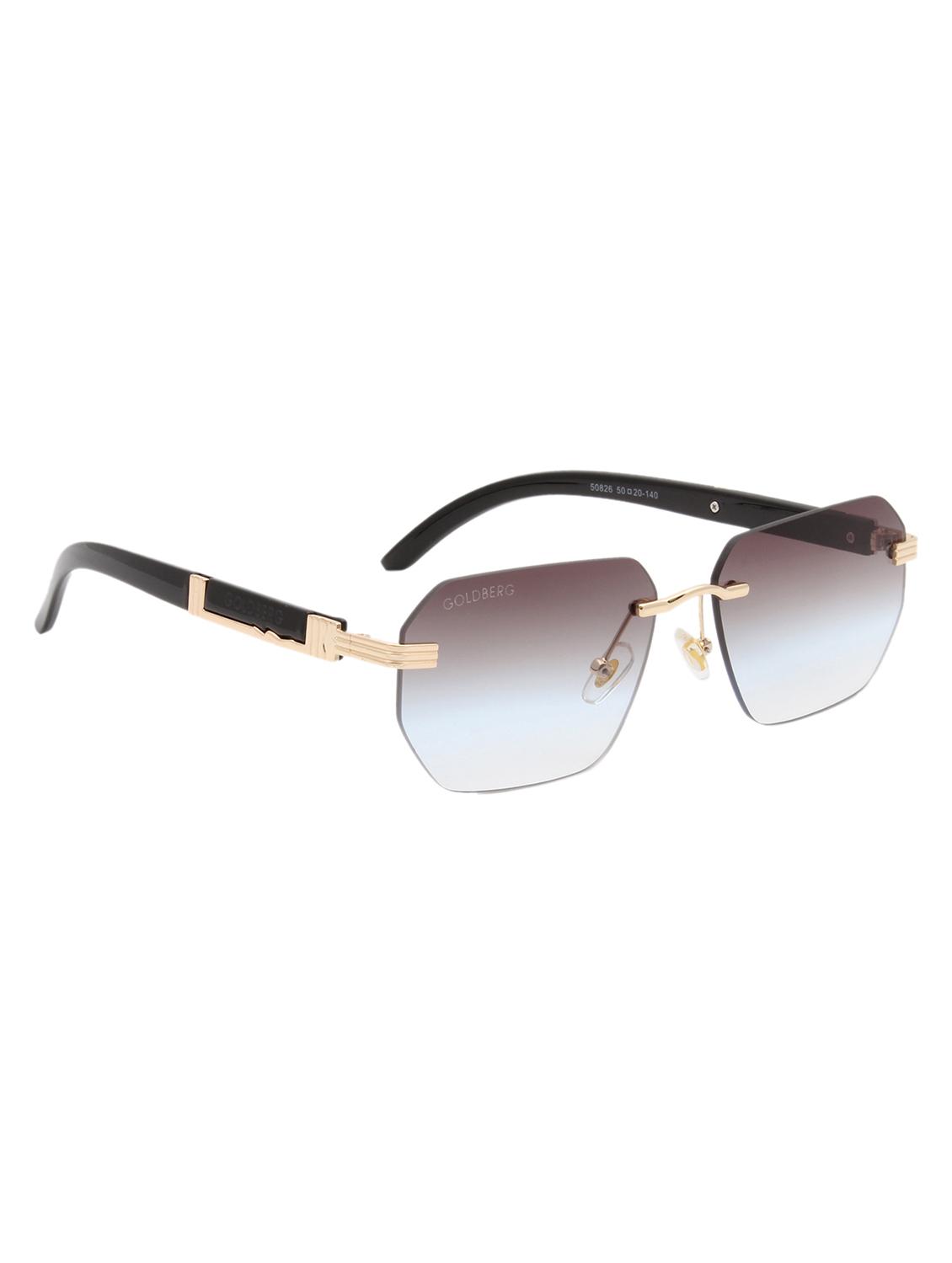 gold berg grey lens & black square sunglasses with uv protected lens - 21998713 - Standard Image - 2
