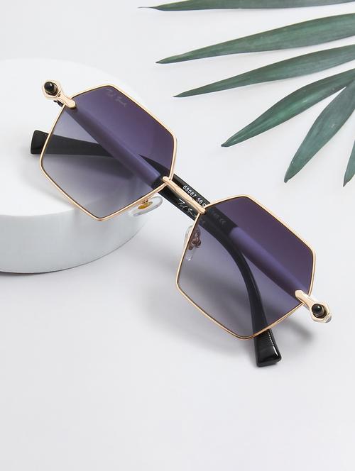 ted smith unisex aesthetic-bold gold-purple hexagon sunglasses with uv protected lens - 21998719 -  Standard Image - 0