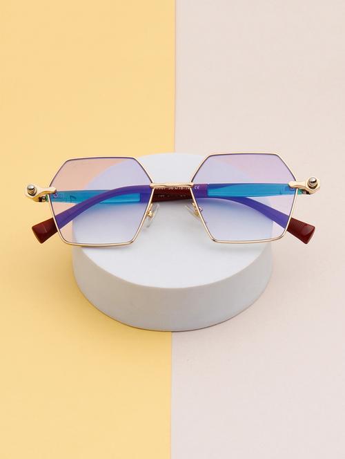 ted smith unisex aesthetic-bold gold hexagon sunglasses with uv protected lens - 21998721 -  Standard Image - 0