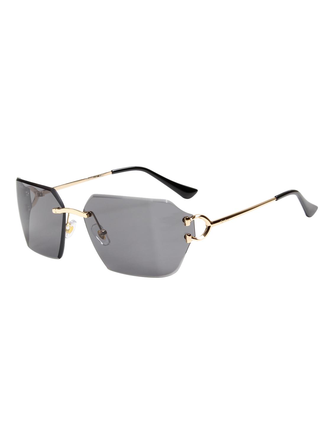 ted smith unisex aesthetic-brat gold-black rimless sunglasses with uv protected lens - 21998723 - Standard Image - 2