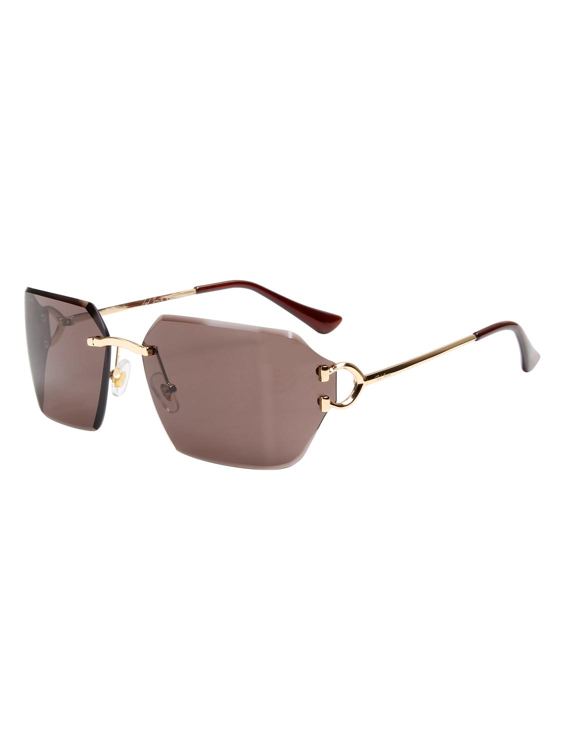 ted smith unisex aesthetic-brat gold-brown rimless sunglasses with uv protected lens - 21998725 - Standard Image - 2