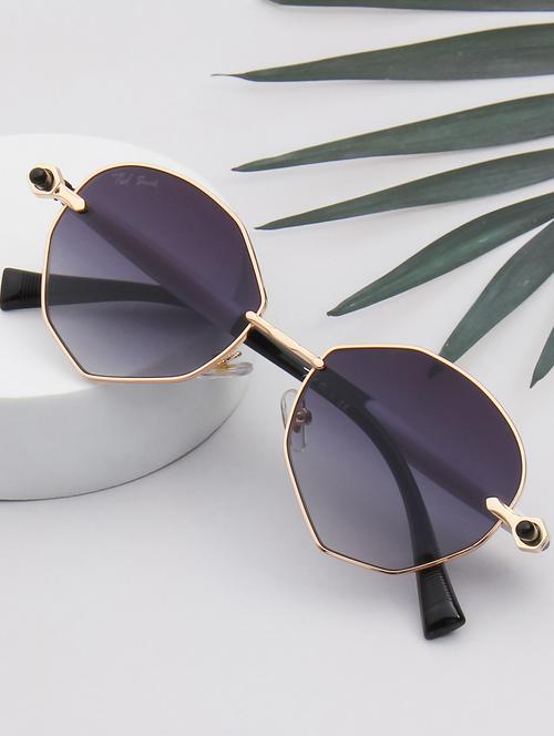 ted smith unisex aesthetic-bold gold-purple oval sunglasses with uv protected lens - 21998729 -  Standard Image - 0