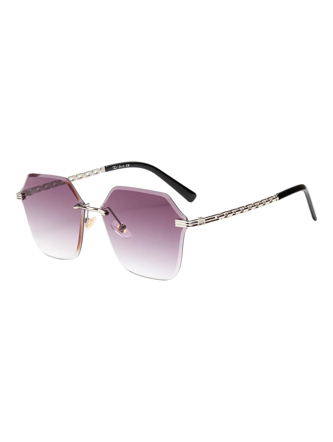 ted smith unisex aesthetic-bold silver-purple rimless sunglasses with uv protected lens - 21998733 - Standard Image - 2