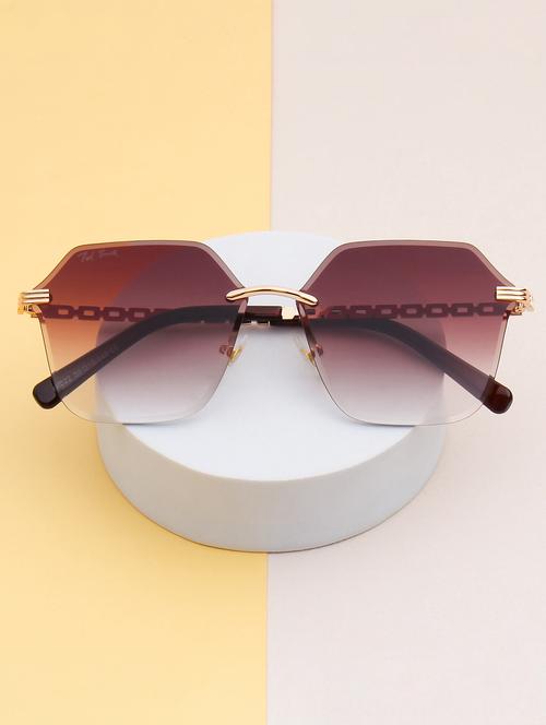 ted smith unisex aesthetic-bold gold-brown rimless sunglasses with uv protected lens - 21998734 - Standard Image - 0