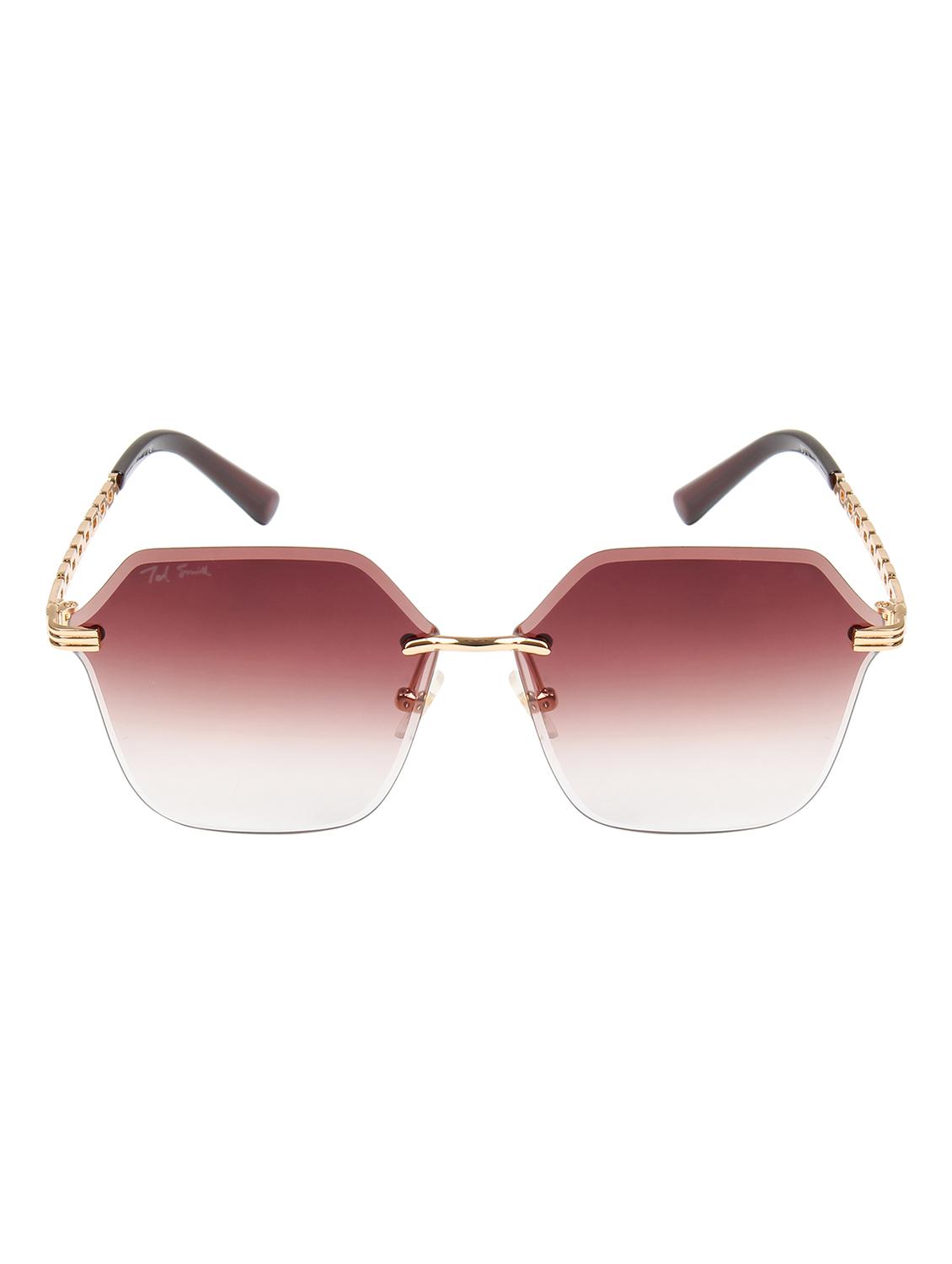ted smith unisex aesthetic-bold gold-brown rimless sunglasses with uv protected lens - 21998734 - Standard Image - 2