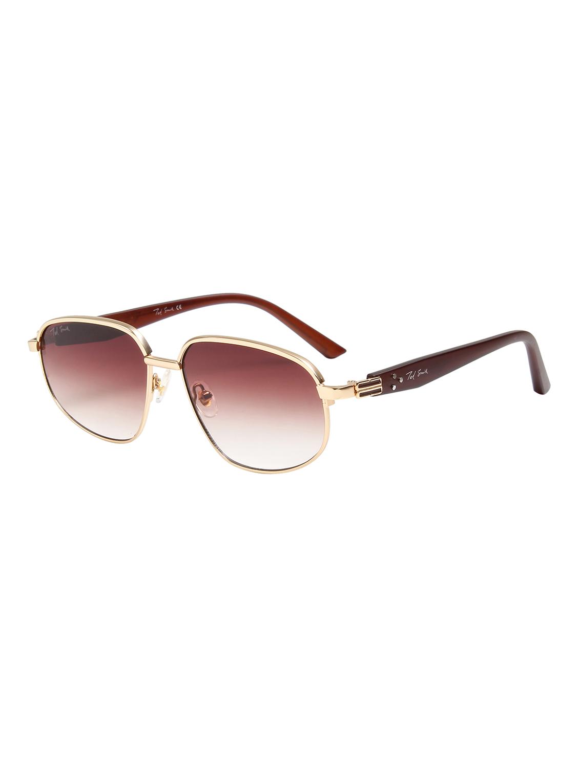 ted smith unisex aesthetic-bold gold-brown aviator sunglasses with uv protected lens - 21998737 - Standard Image - 2