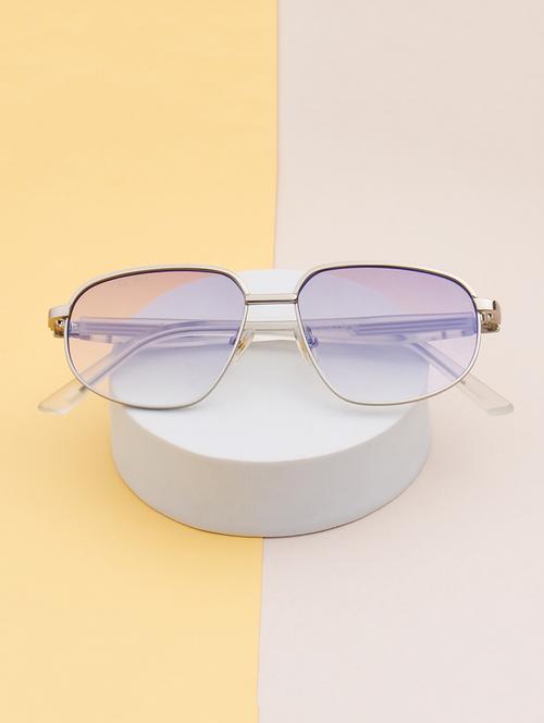 ted smith unisex aesthetic-bold silver aviator sunglasses with uv protected lens - 21998739 -  Standard Image - 0