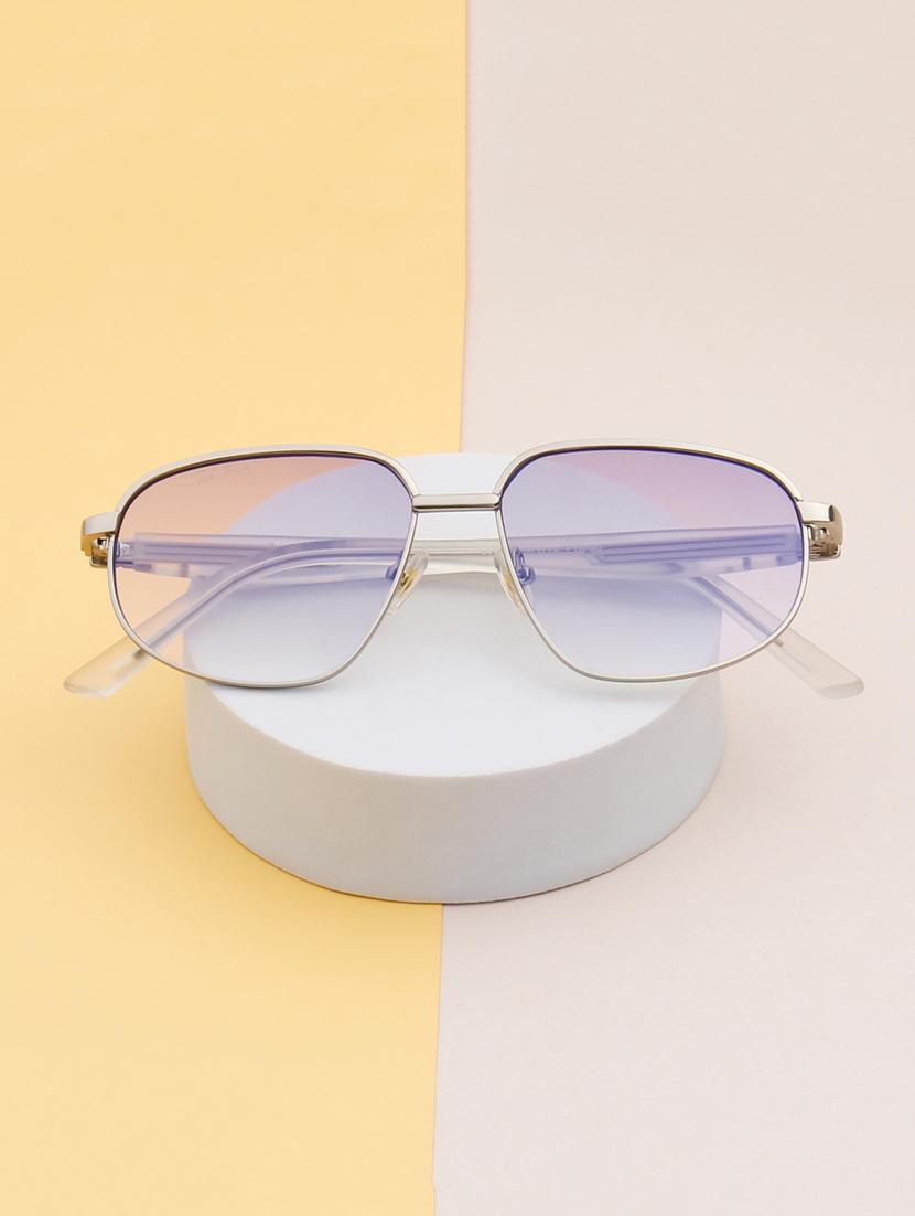 ted smith unisex aesthetic-bold silver aviator sunglasses with uv protected lens - 21998739 -  Zoom Image - 0