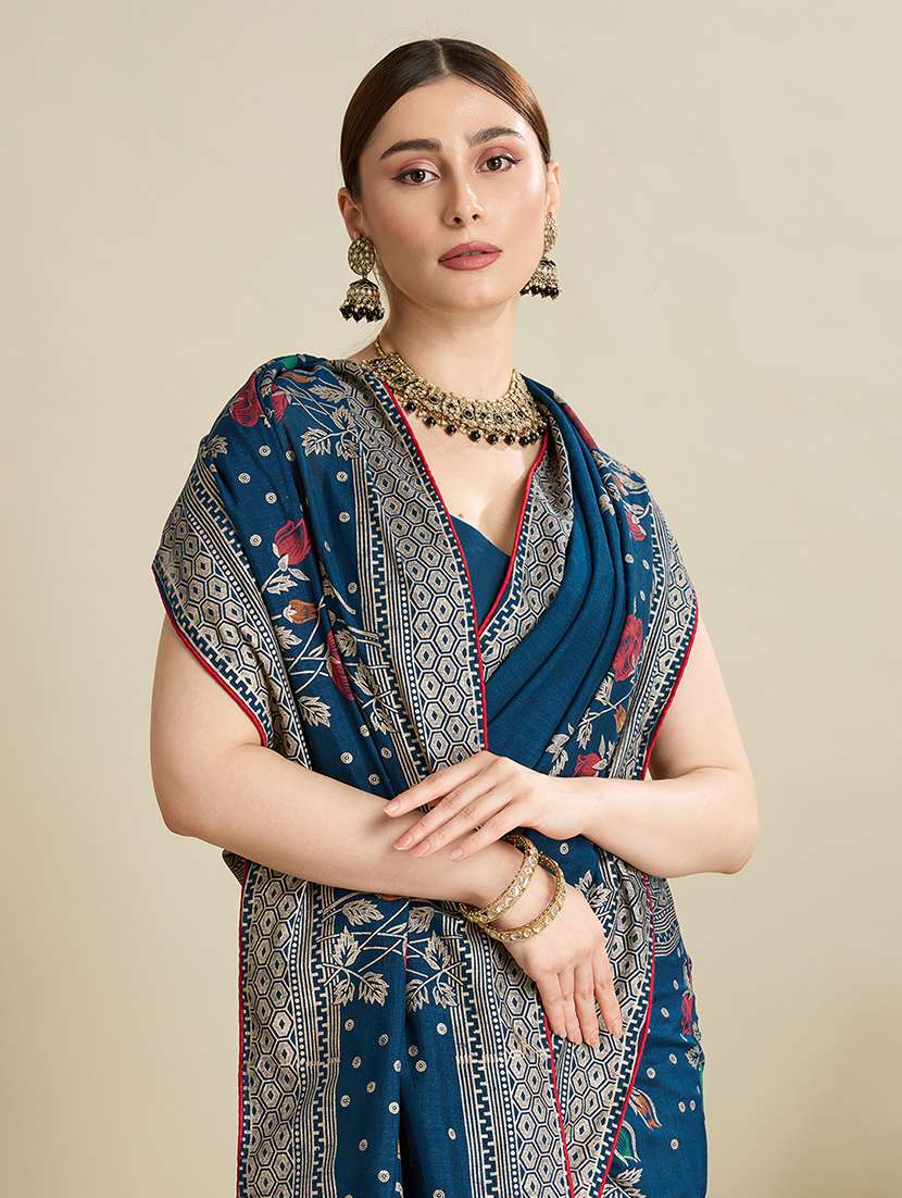 women floral printed saree with blouse - 21998774 - Standard Image - 2