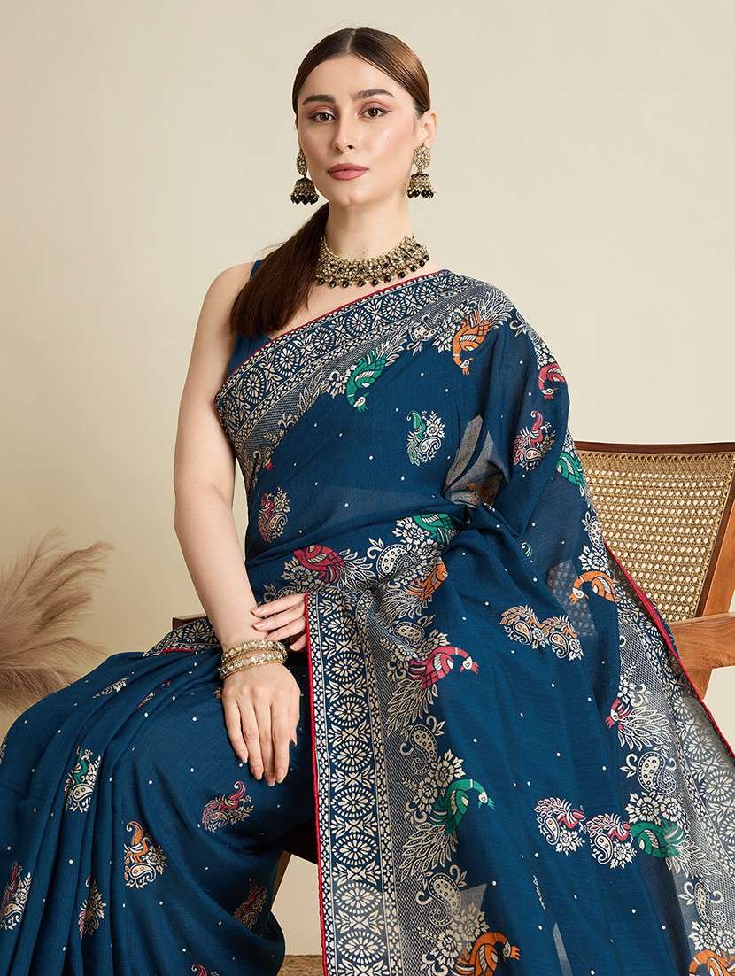 women printed casual wear saree with blouse - 21998778 -  Standard Image - 2