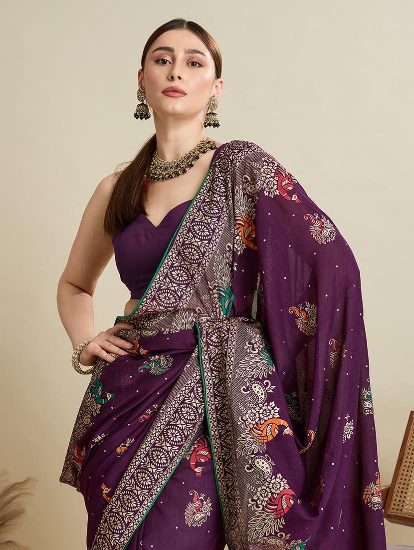 women printed casual wear saree with blouse - 21998780 - Standard Image - 2