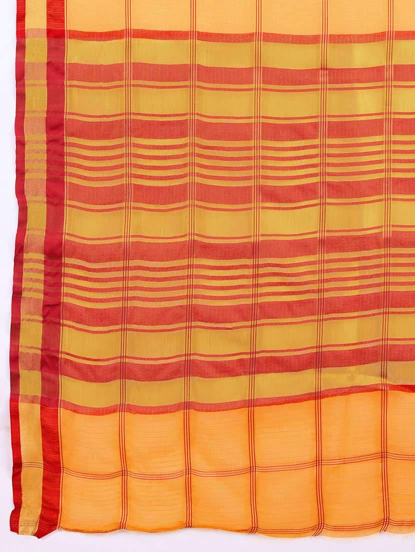 women checkered bordered saree with blouse - 21998783 -  Standard Image - 2