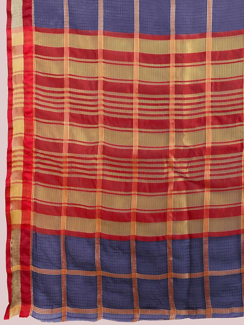 women checkered bordered saree with blouse - 21998784 - Standard Image - 2