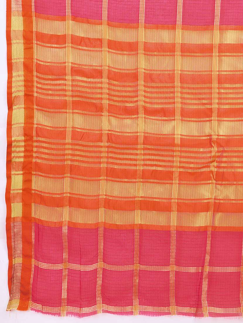 women checkered bordered saree with blouse - 21998786 - Standard Image - 2
