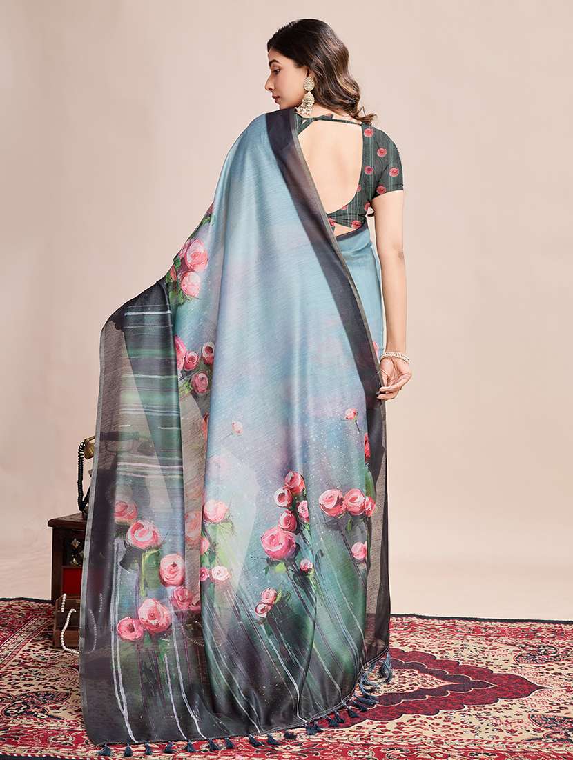 women floral printed casual wear saree with blouse - 21998806 - Standard Image - 2