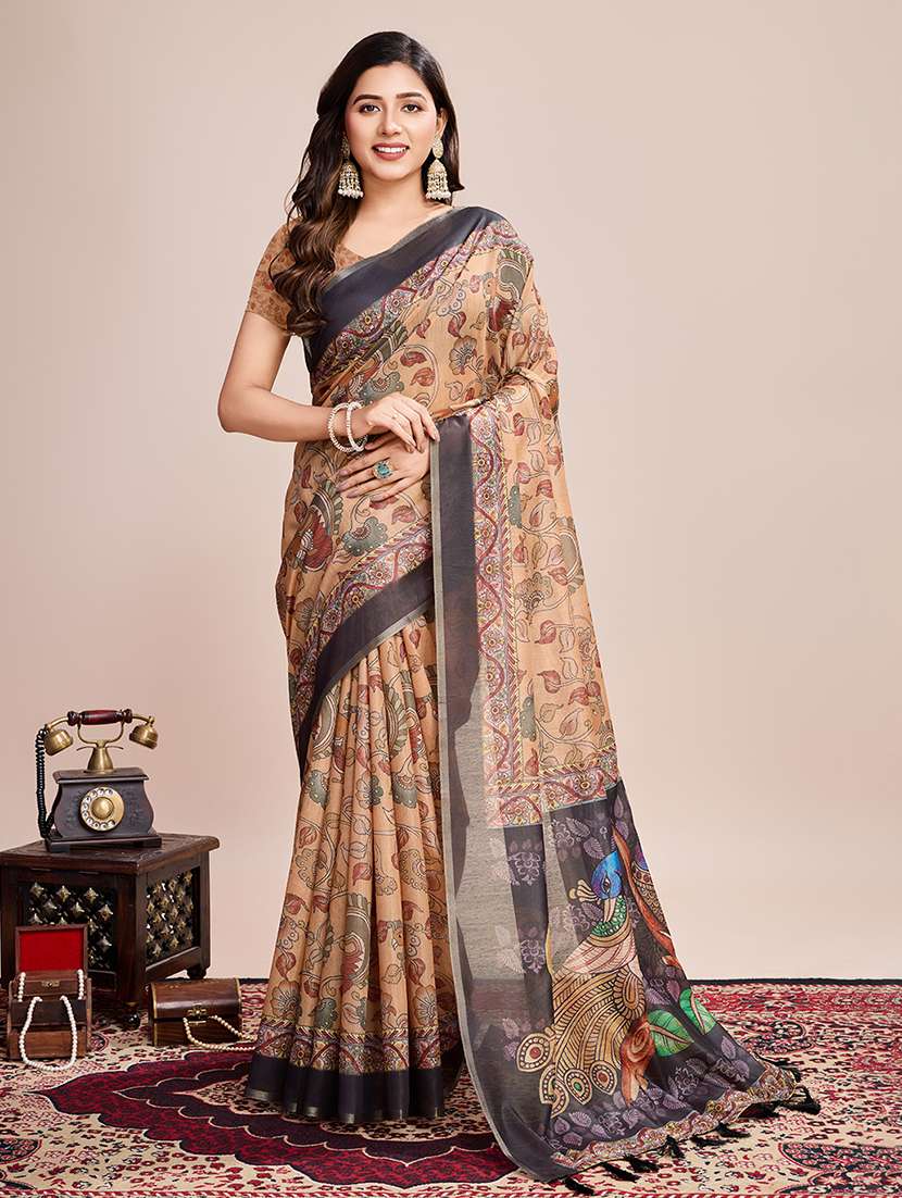 women floral printed casual wear saree with blouse