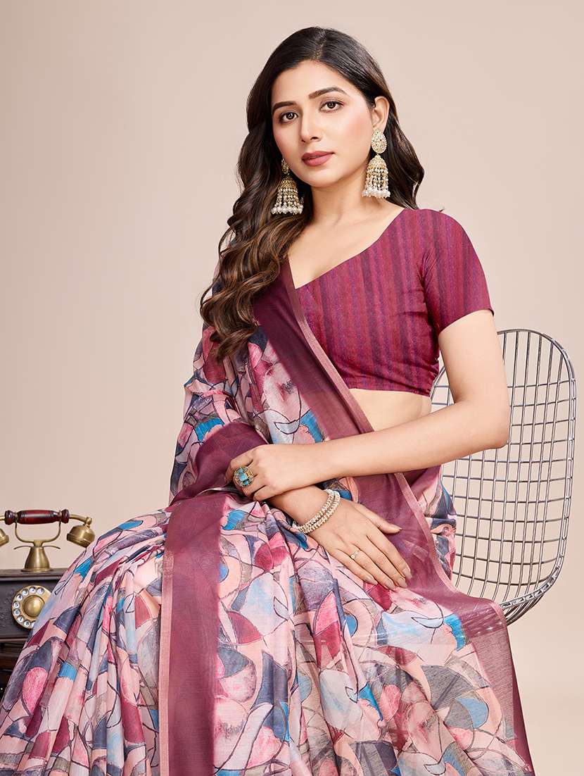 women printed casual wear saree with blouse - 21998816 - Standard Image - 2