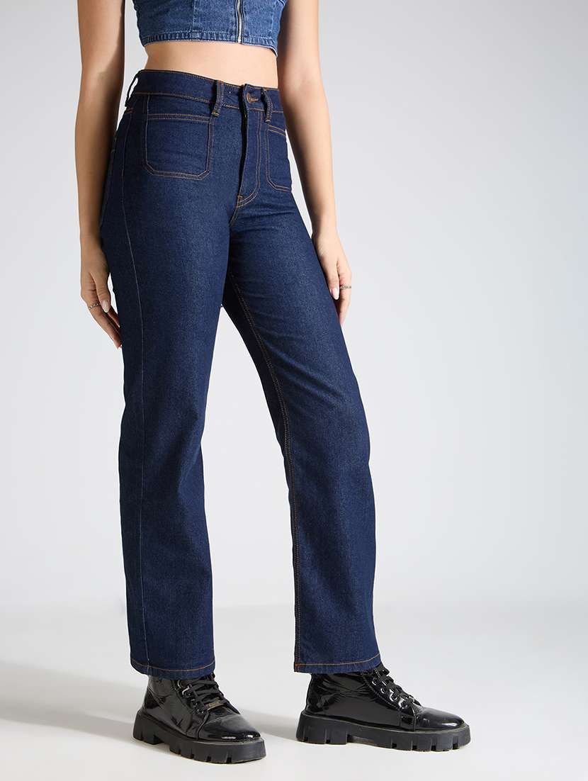 women solid high rise straight fit jean - 21998820 -  Standard Image - 2