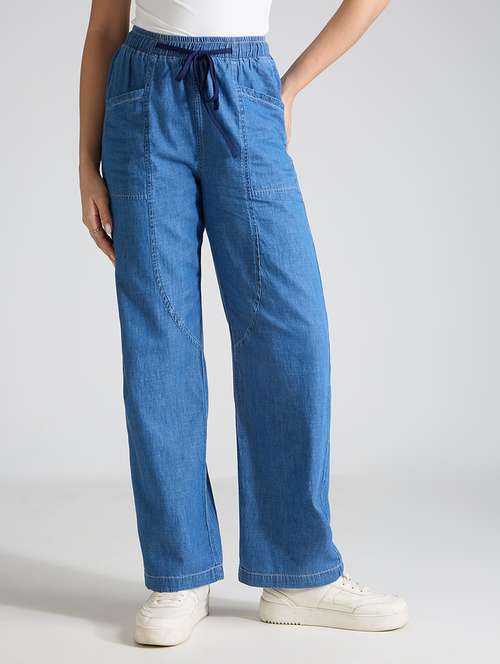women solid high rise relaxed fit jeans - 21998826 -  Standard Image - 0