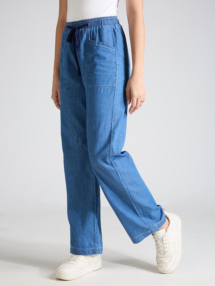 women solid high rise relaxed fit jeans - 21998826 - Standard Image - 2