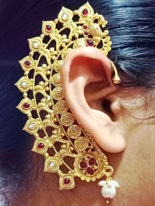 women gold metal earcuff earring - 21998834 - Standard Image - 0
