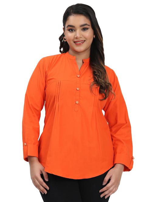 women solid mandarin neck regular top - 21998840 -  Standard Image - 0