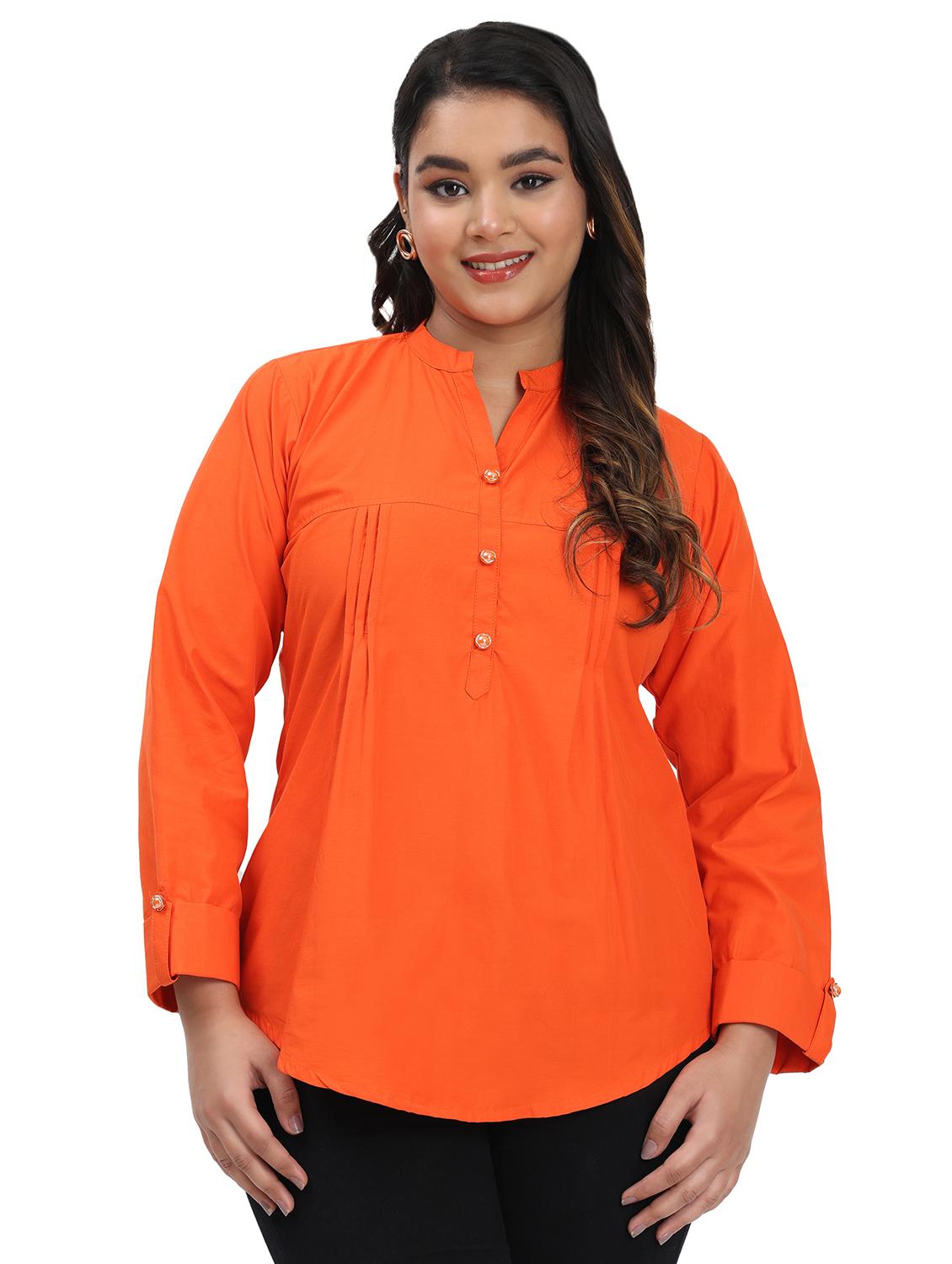women solid mandarin neck regular top - 21998840 -  Zoom Image - 0