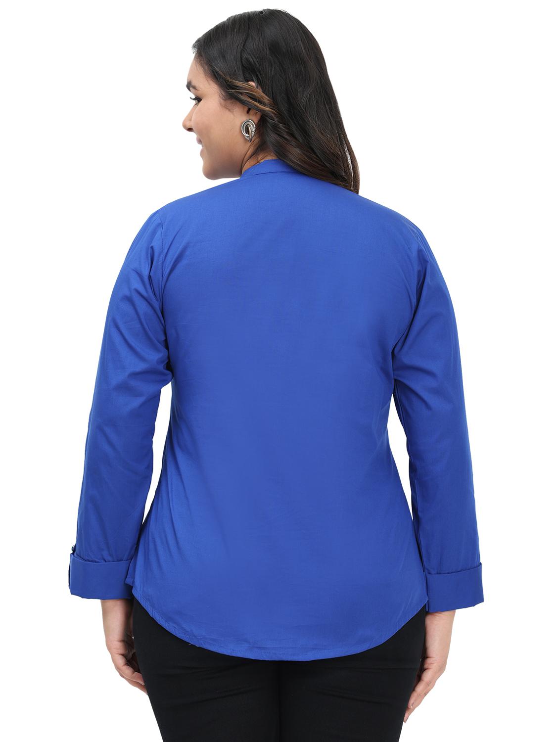 women solid mandarin neck regular top - 21998841 - Standard Image - 2