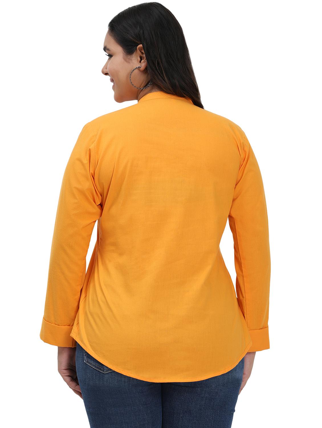 women solid mandarin neck regular top - 21998842 - Standard Image - 2