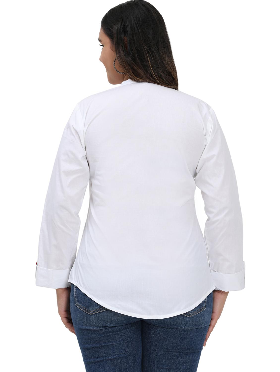 women solid mandarin neck regular top - 21998843 - Standard Image - 2