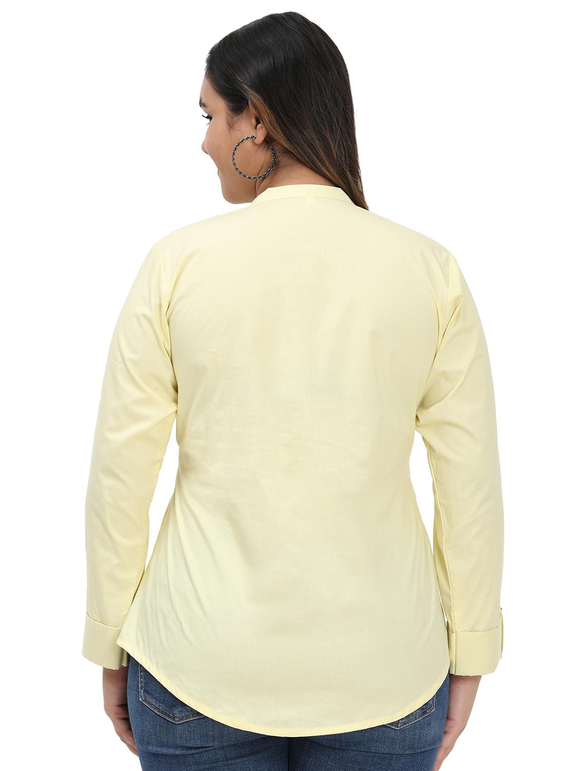 women solid mandarin neck regular top - 21998844 - Standard Image - 2