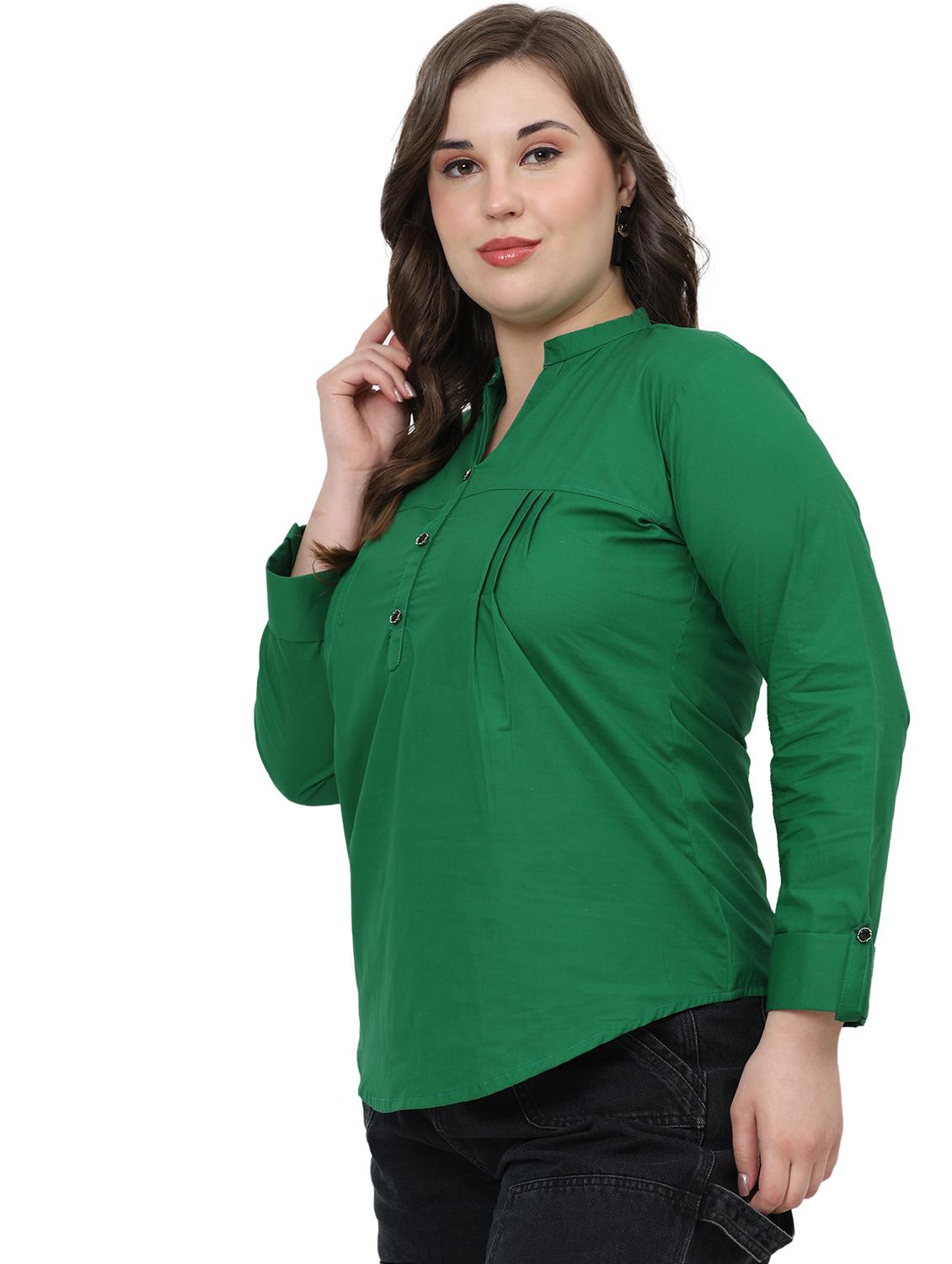 women solid mandarin neck regular top - 21998845 - Standard Image - 2