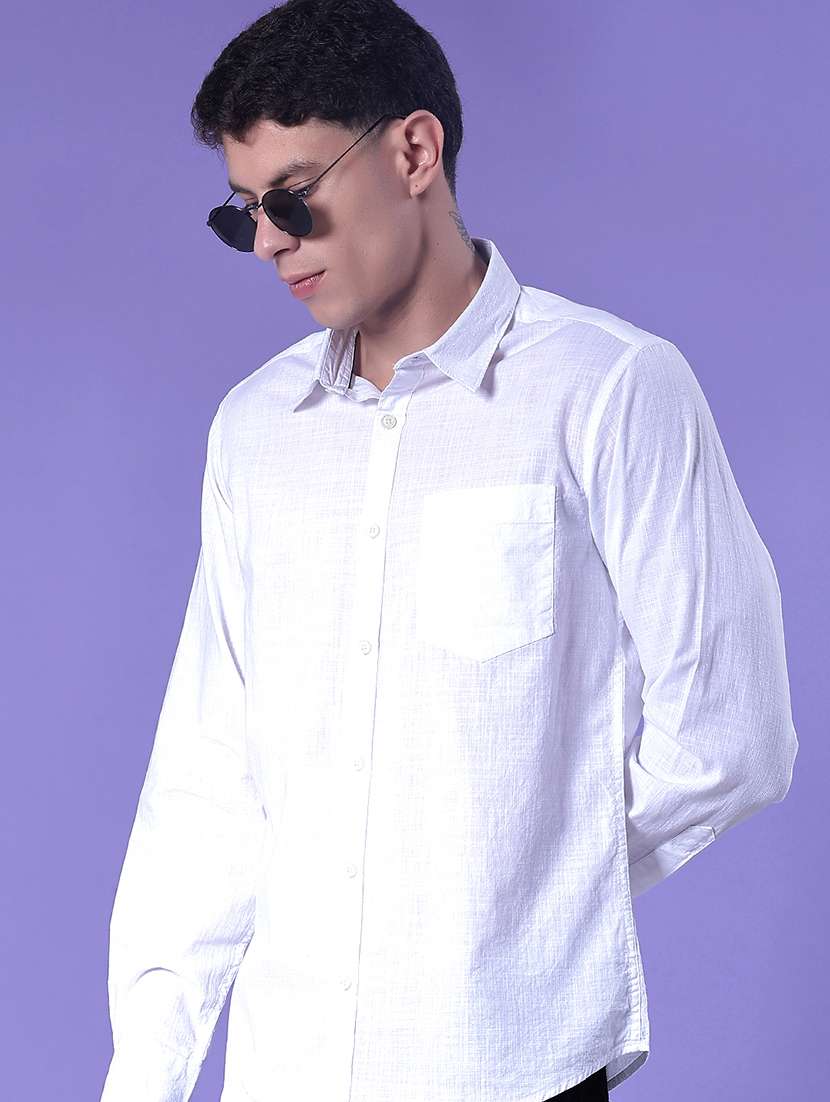 men solid long sleeve regular fit casual shirt