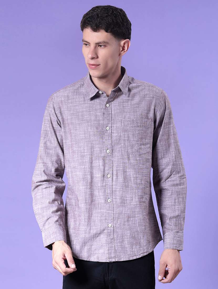 men solid long sleeve regular fit casual shirt - 21998949 -  Standard Image - 2