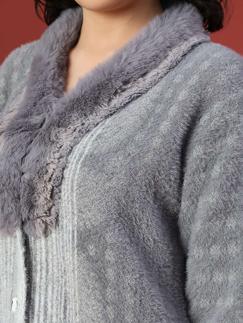 women self design long sleeve cardigan - 21998953 -  Standard Image - 2