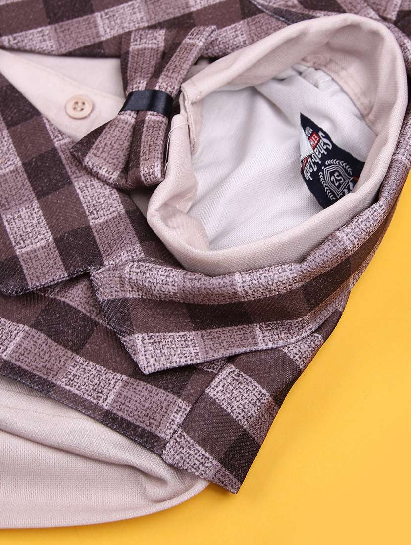 boys checkered long sleeve trouser shirt with waistcoat set - 21998974 -  Standard Image - 2
