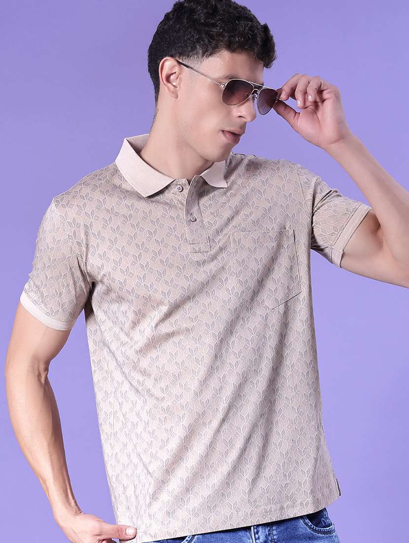 men printed short sleeve regular fit polo t-shirt