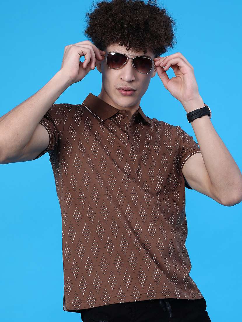 men printed short sleeve regular fit polo t-shirt