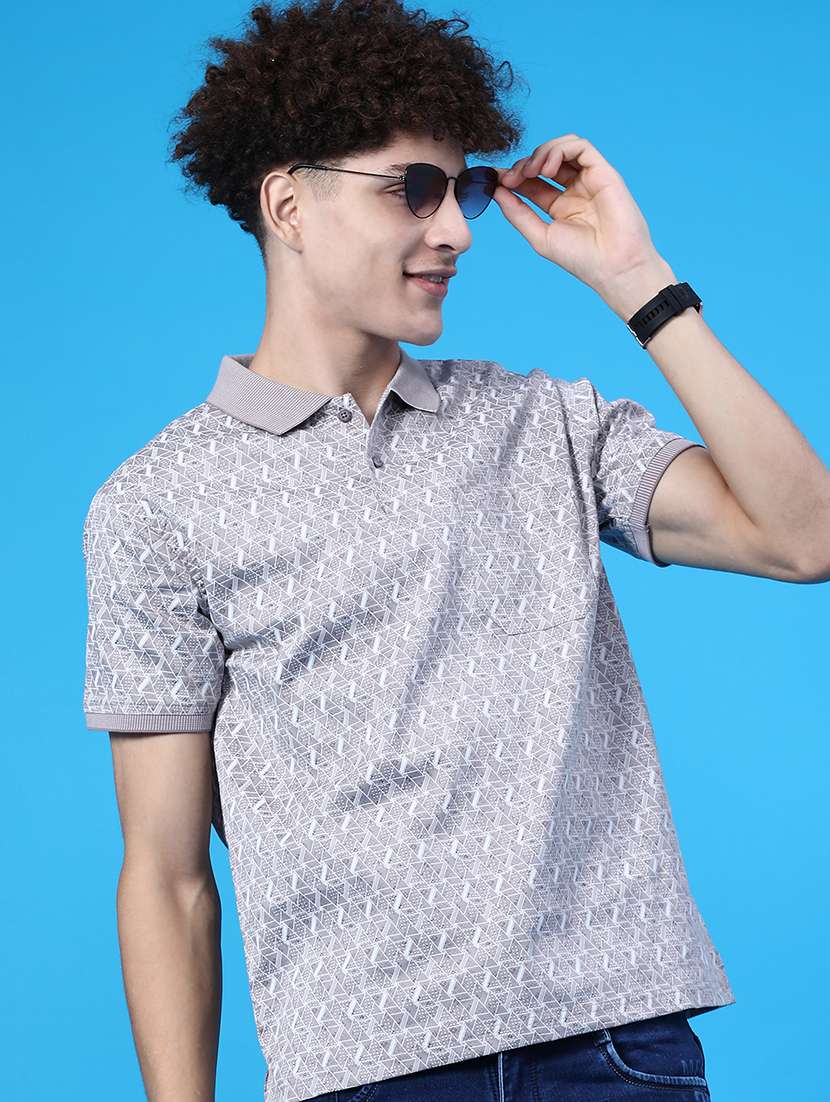 men printed short sleeve regular fit polo t-shirt