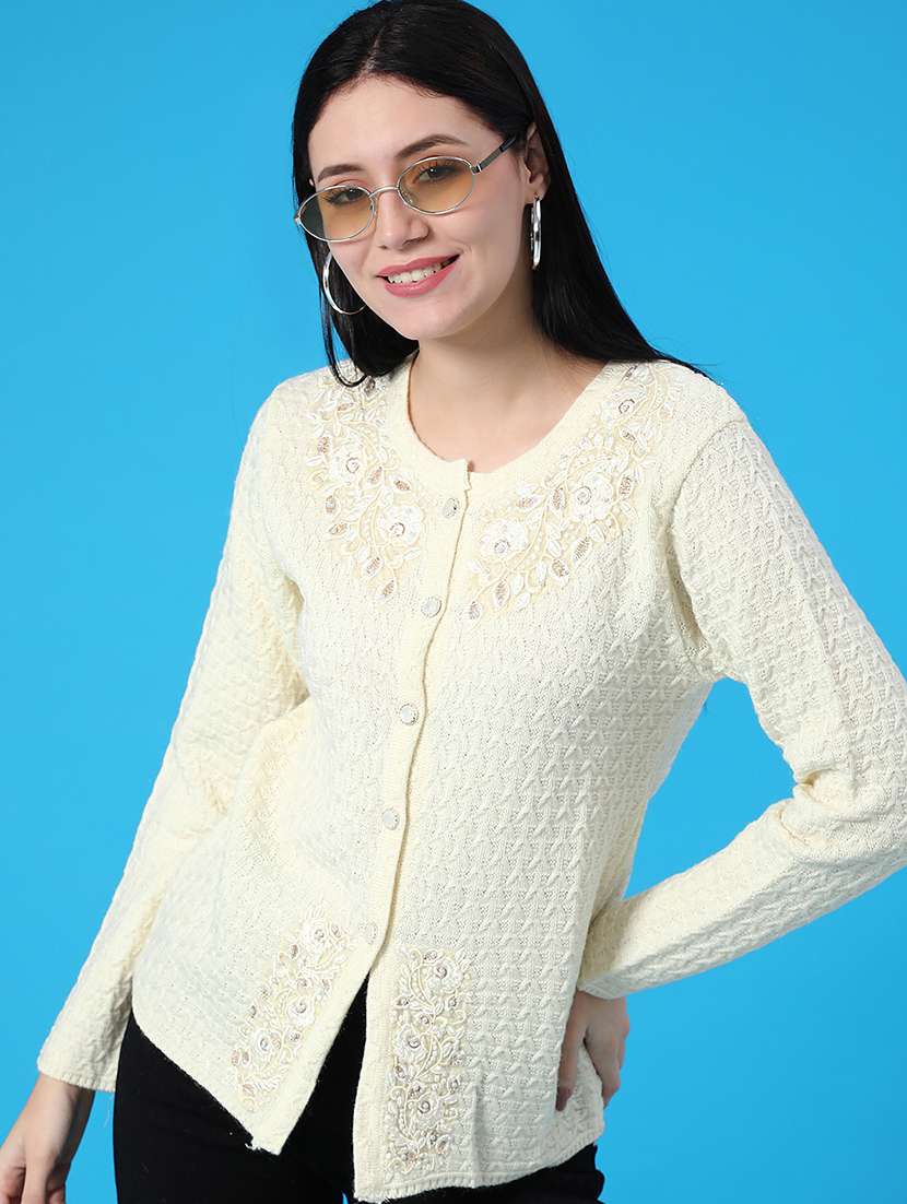 women self design long sleeve cardigan